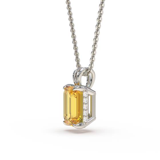 Emerald Yellow Diamond Solitaire Pendant