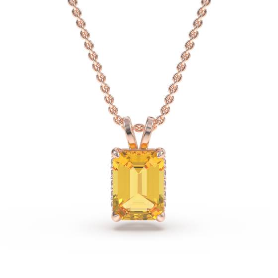 Emerald Yellow Diamond Solitaire Pendant