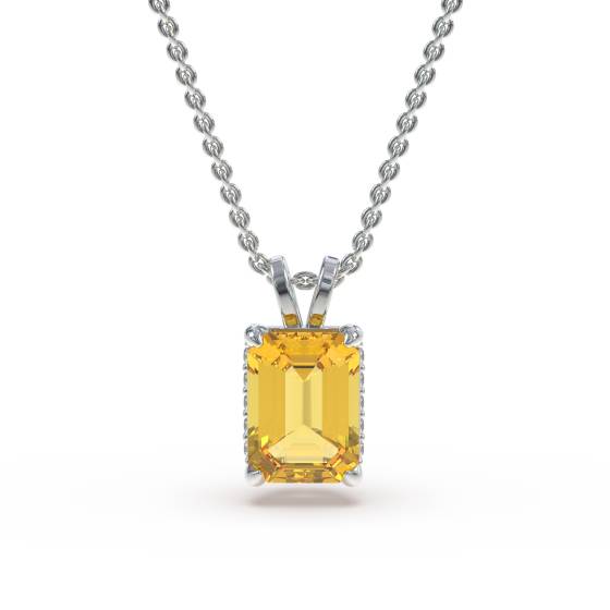 Emerald Yellow Diamond Solitaire Pendant