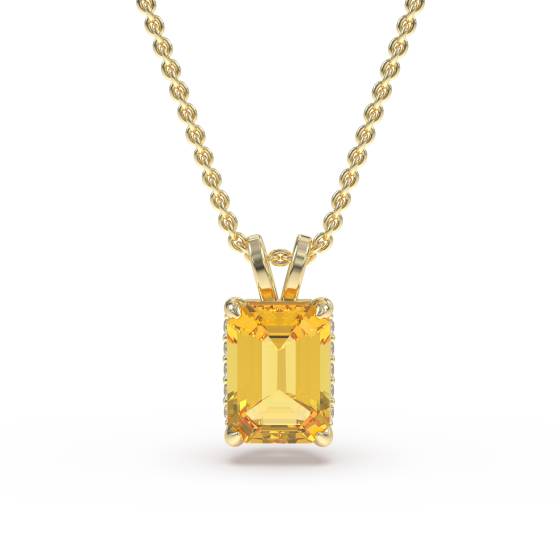 Emerald Yellow Diamond Solitaire Pendant