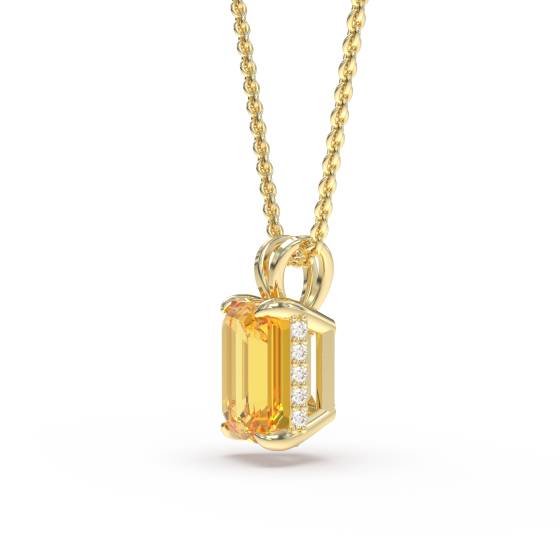 Emerald Yellow Diamond Solitaire Pendant
