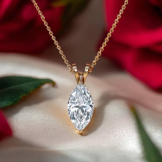 Marquise Diamond Halo Pendant