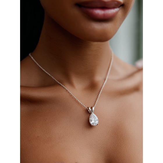 Pear Diamond Halo Pendant