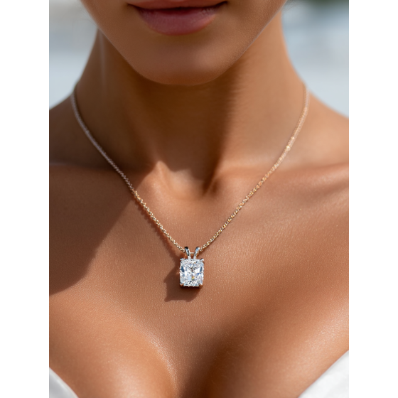 Radiant Diamond Halo Pendant