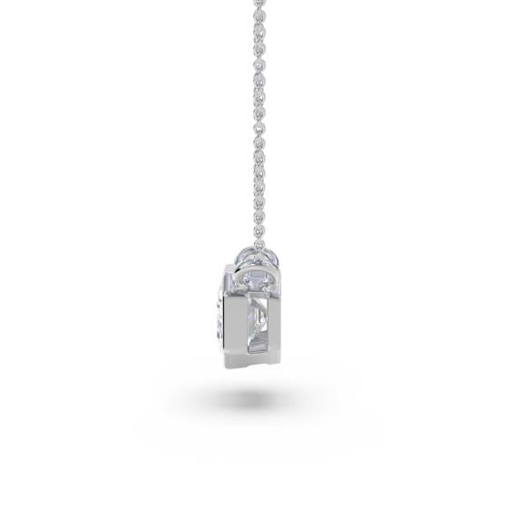 Emerald Diamond Bezel Set East To West Solitaire Pendant