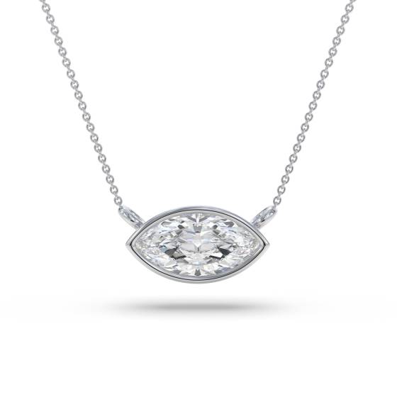 Marquise Diamond Bezel Set East To West Solitaire Pendant
