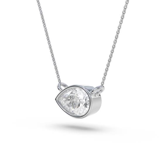 Pear Diamond Bezel Set East To West Solitaire Pendant