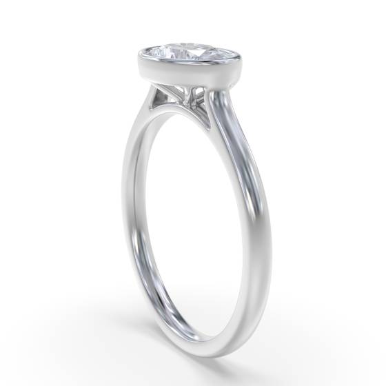 Oval Diamond Bezel Set East To West Solitaire Ring