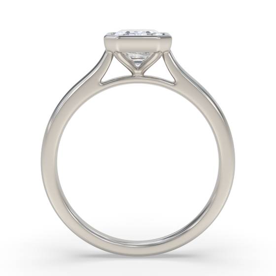 Emerald Diamond Bezel Set Solitaire Ring