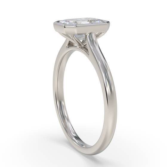 Emerald Diamond Bezel Set Solitaire Ring