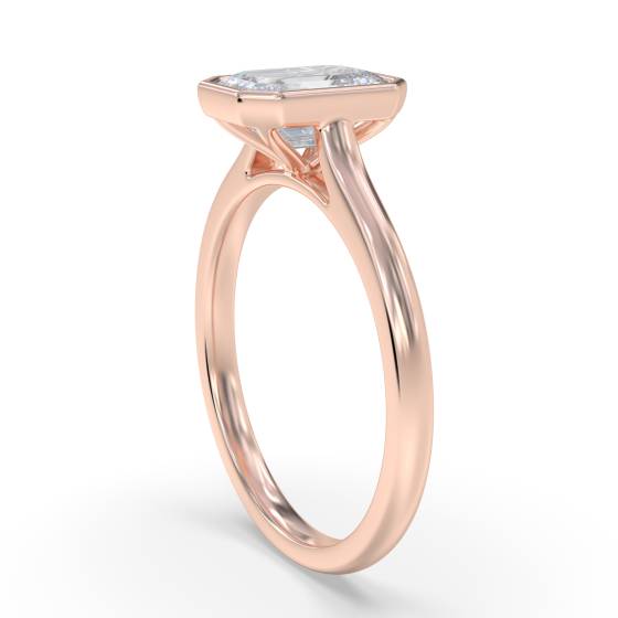 Emerald Diamond Bezel Set Solitaire Ring