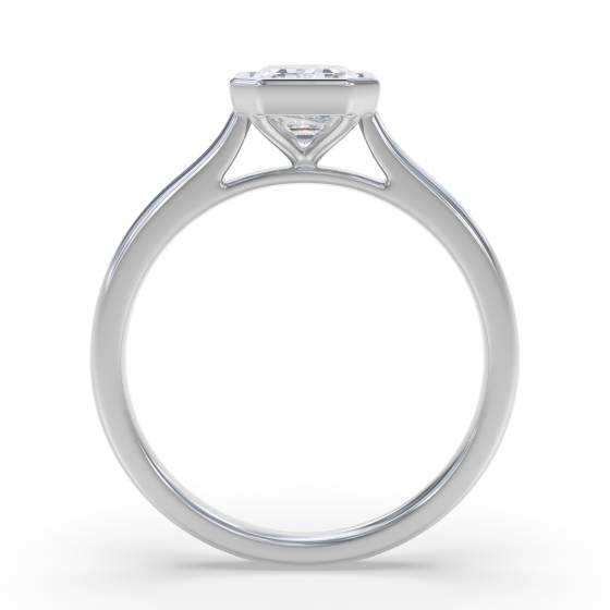 Emerald Diamond Bezel Set Solitaire Ring