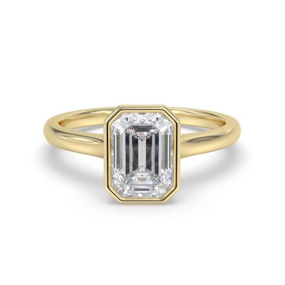 Emerald Diamond Bezel Set Solitaire Ring