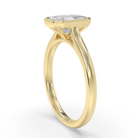 Emerald Diamond Bezel Set Solitaire Ring