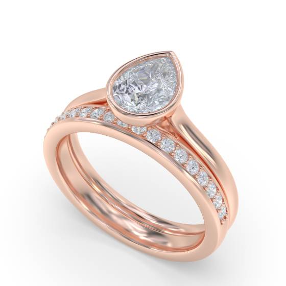 Pear Diamond Bezel Set Solitaire Ring