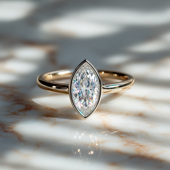 Marquise Diamond Bezel Set Solitaire Ring