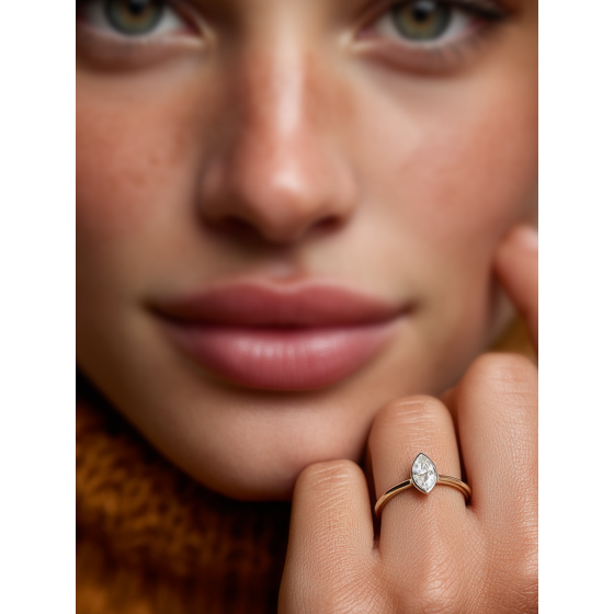 Marquise Diamond Bezel Set Solitaire Ring
