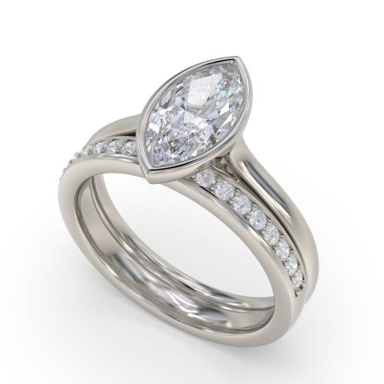 Marquise Diamond Bezel Set Solitaire Ring