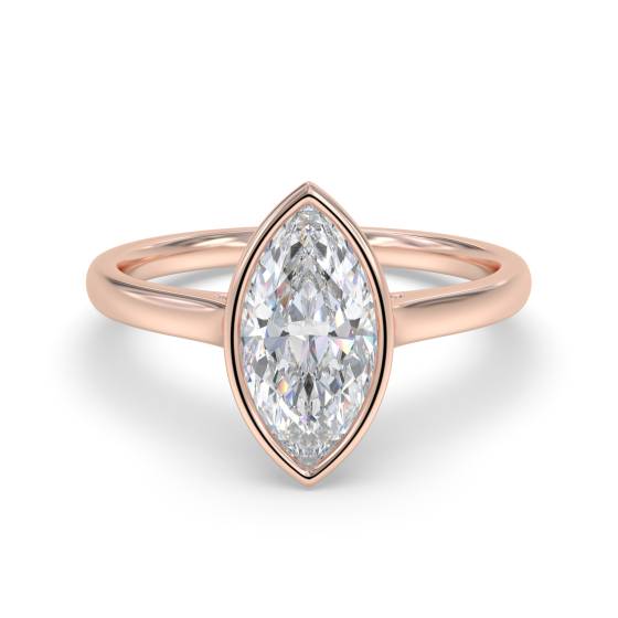 Marquise Diamond Bezel Set Solitaire Ring