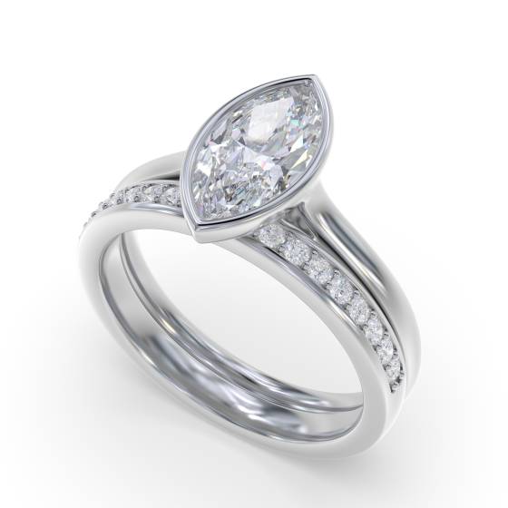 Marquise Diamond Bezel Set Solitaire Ring