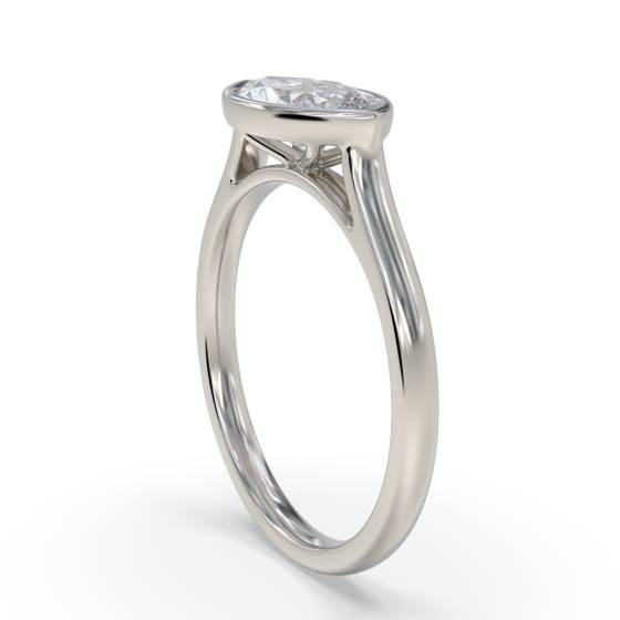 Marquise Diamond Bezel Set East To West Solitaire Ring