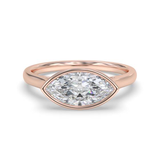 Marquise Diamond Bezel Set East To West Solitaire Ring