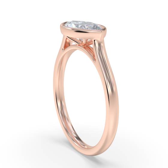 Marquise Diamond Bezel Set East To West Solitaire Ring