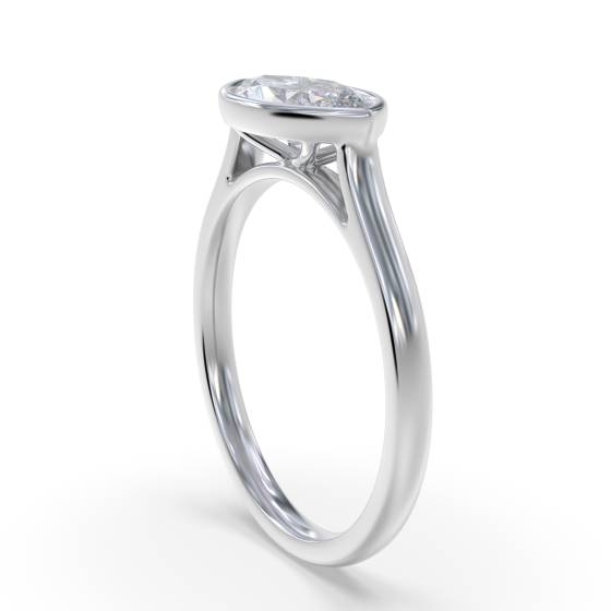 Marquise Diamond Bezel Set East To West Solitaire Ring