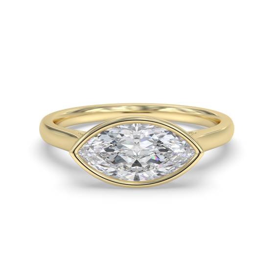 Marquise Diamond Bezel Set East To West Solitaire Ring