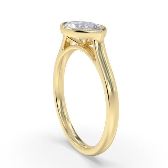 Marquise Diamond Bezel Set East To West Solitaire Ring