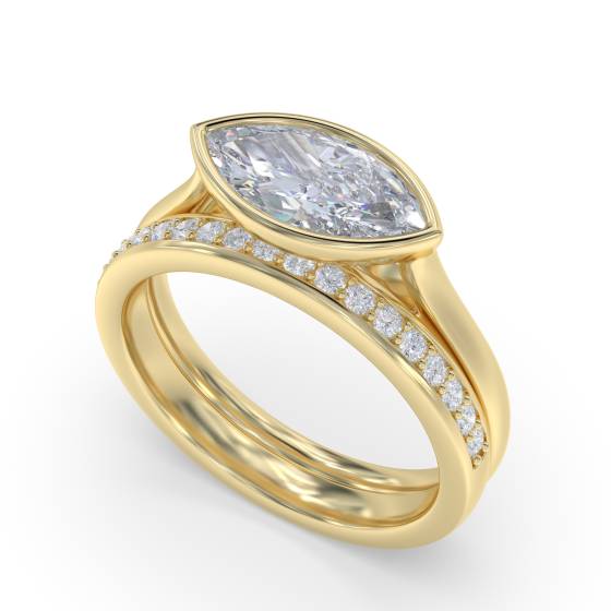 Marquise Diamond Bezel Set East To West Solitaire Ring