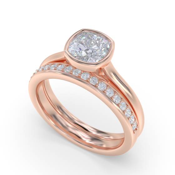 Cushion Diamond Bezel Set Ring