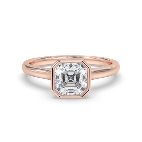 Asscher Diamond Bezel Set Ring