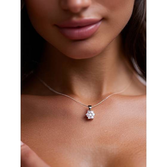 Round Diamond Cluster Flower Pendant
