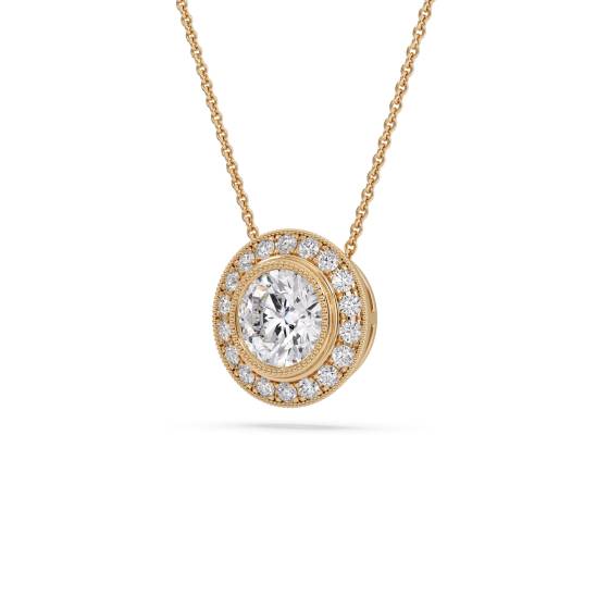 Round Diamond Single Halo Pendant