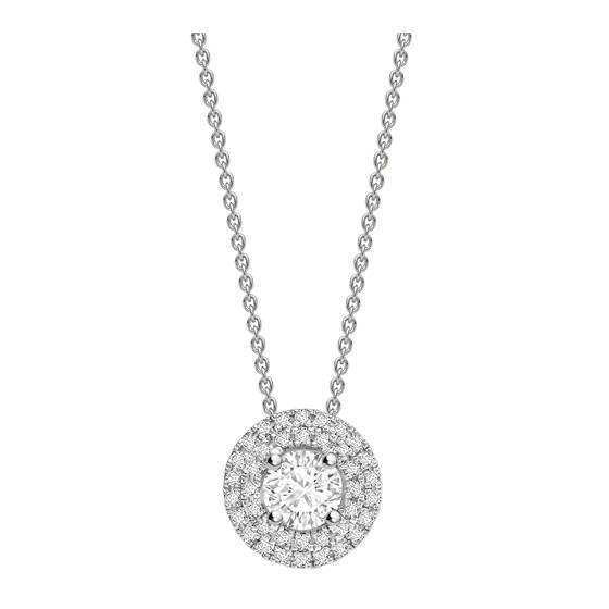 0.85ct VVS/E-F Round Natural Diamond Double Halo Pendant