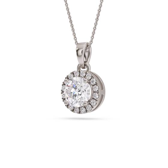 Round Diamond Single Halo Pendant