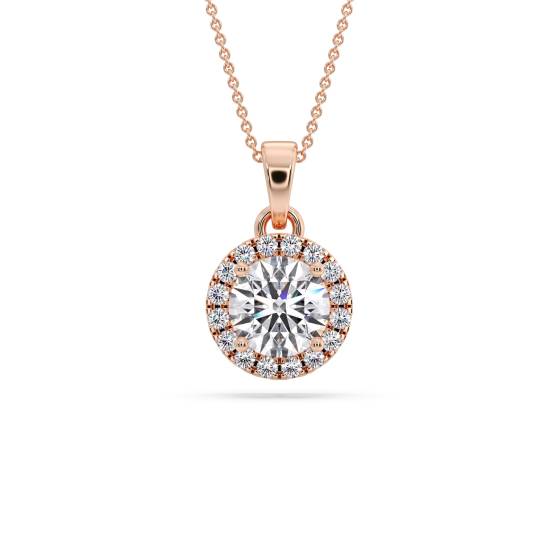 Round Diamond Single Halo Pendant