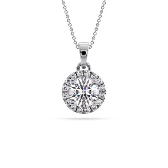 Round Diamond Single Halo Pendant