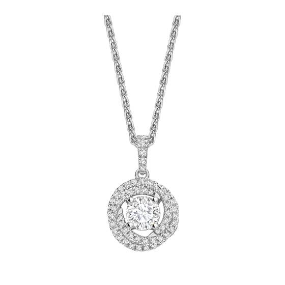 1.20ct SI/F-G Stylish Round Natural Diamond Double Halo Pendant