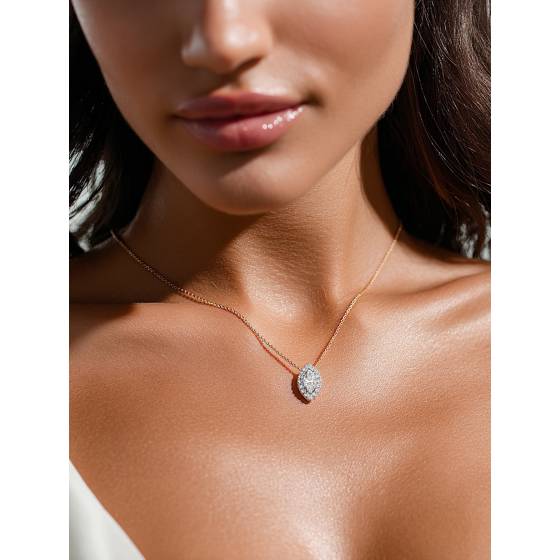 Marquise Diamond Single Halo Pendant