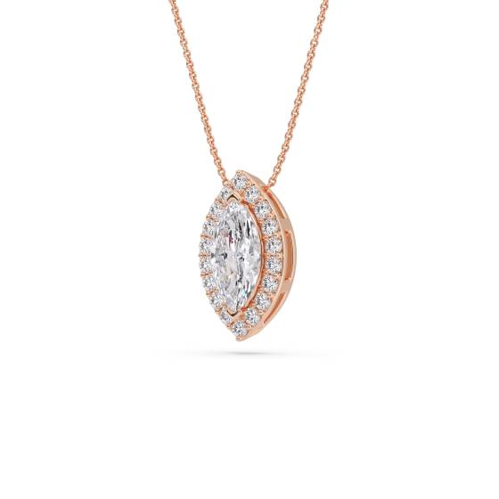 Marquise Diamond Single Halo Pendant