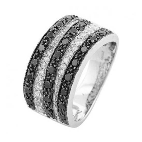 1.00ct I1/F-G Stripy Natural Fancy Black and White Natural Diamond Ring