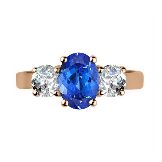 1.80ct Oval Tanzanite and Diamond Halo Ring