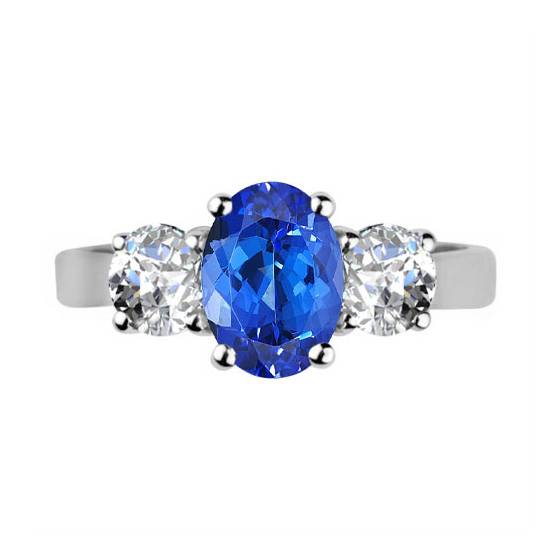 1.80ct Oval Tanzanite and Diamond Halo Ring