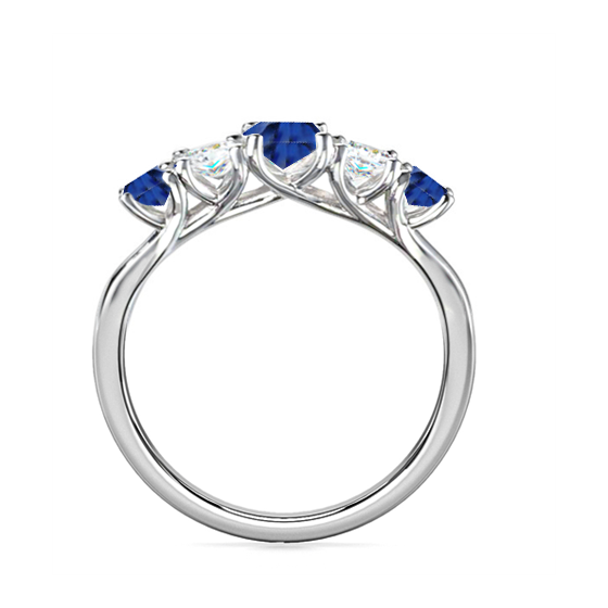 0.50ct VS2/F 5 Stone Natural Diamond and Blue Sapphire Half Eternity Ring
