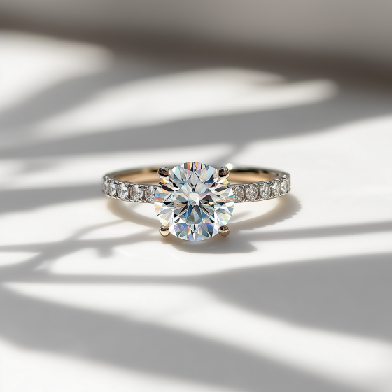 Round Diamond Shoulder Set Diamond Engagement Ring