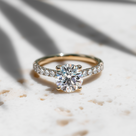 Round Diamond Shoulder Set Diamond Engagement Ring