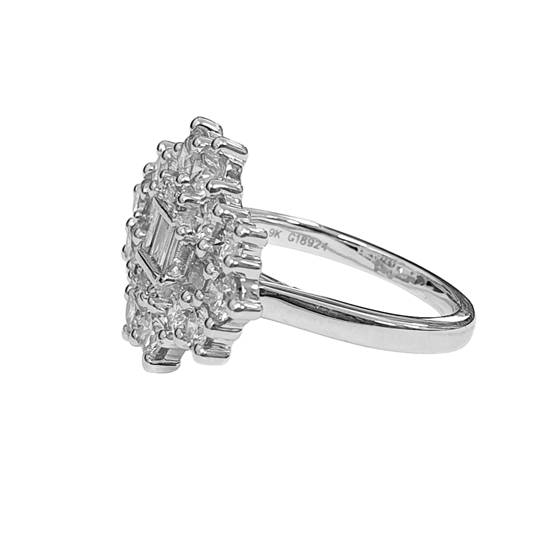 2.50ct VS/H-I Baguette and Round Cut Boat Cluster Natural Diamond Ring