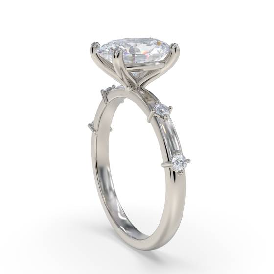 Oval and Round Diamond Designer Ring